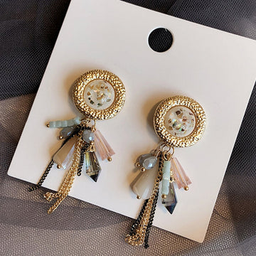 Vintage Trendy Geometric Tassel Chain Drop Earrings Vacation Jewelry For Women Chic Statement Dangle Earring daiiibabyyy